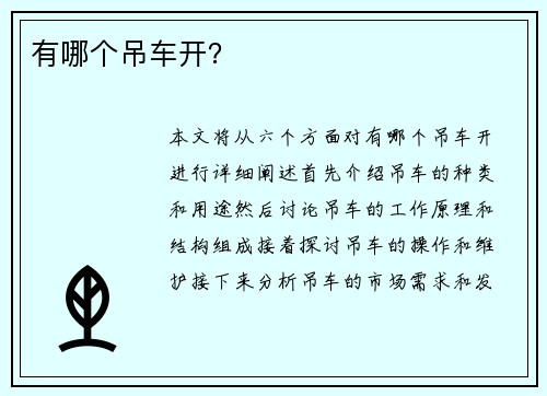 有哪个吊车开？