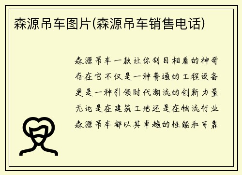森源吊车图片(森源吊车销售电话)