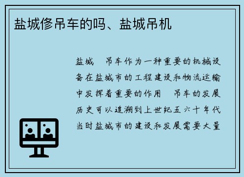 盐城俢吊车的吗、盐城吊机